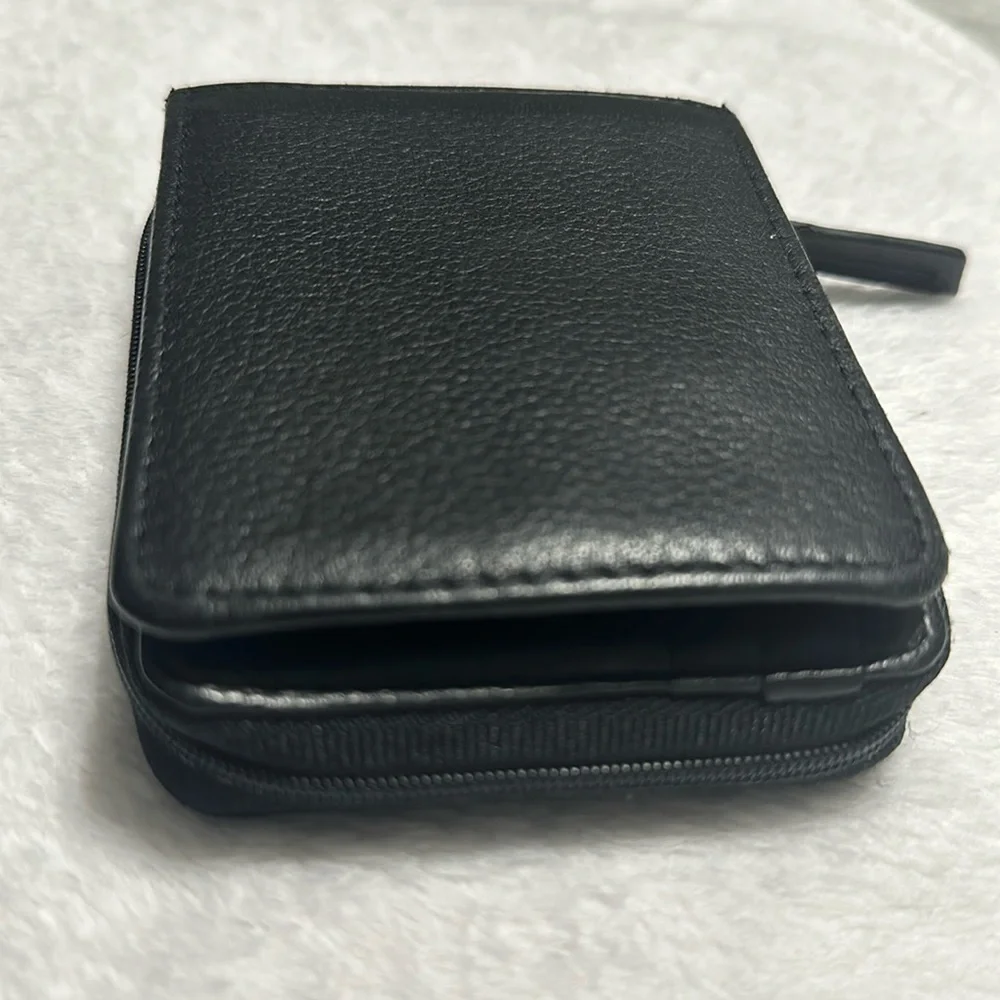 George Men's Wallet Genuine Leather Credit Card Holder RFID Blocking Zip Around.